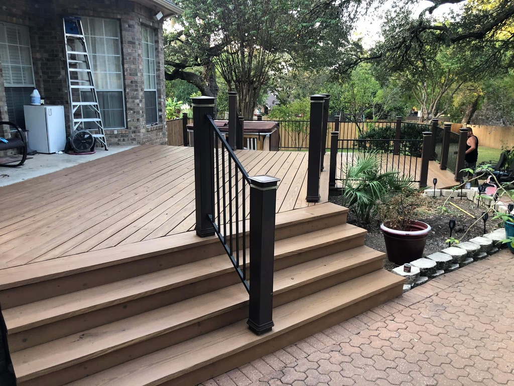 finished deck with steps
